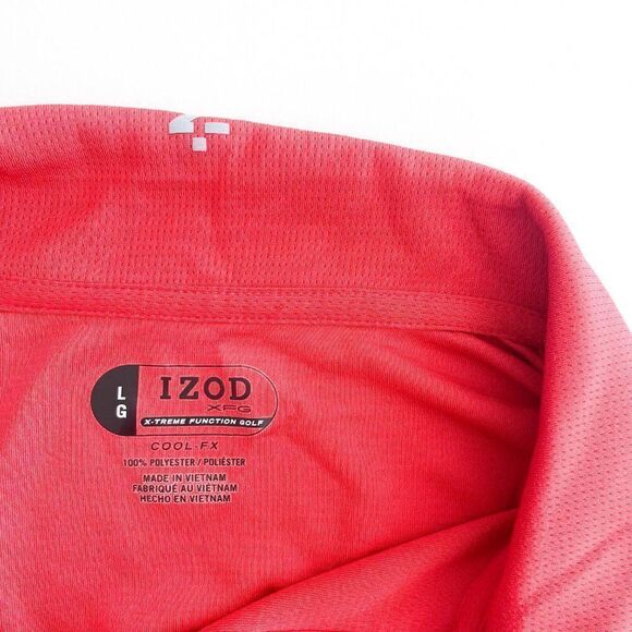 IZOD Extreme Function Golf Polo Double Sleeves Red White Men's Large - Picture 3 of 8